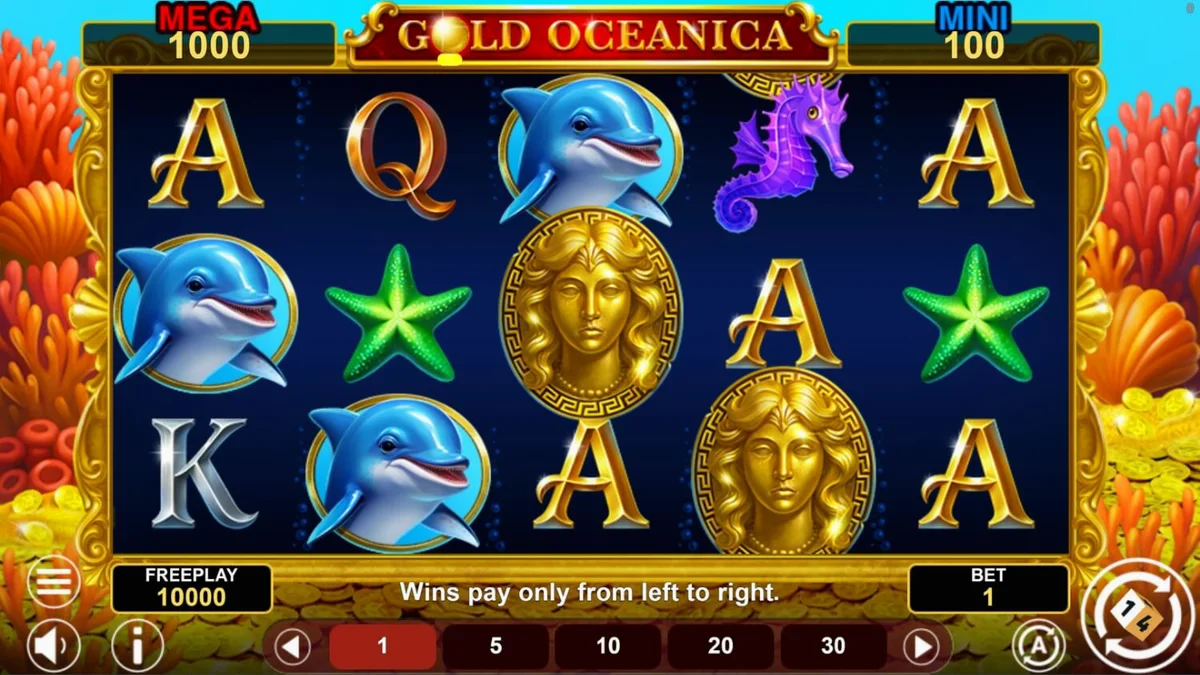 Pemandangan bawah laut mistis dalam slot Gold Oceanica
