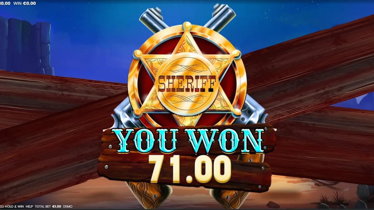 Most Wanted: Hold & Win slot machine interface with Western theme